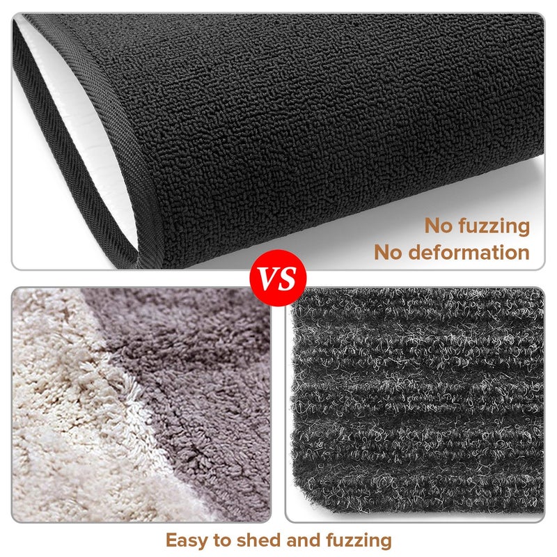 Seloom 13pcs Carpet Stair Treads, Indoor Non-Slip Edging Stair Rugs Covers Rubber Backing Anti Slip Indoor Stair Mats Removable Washable Step Runners for Wooden Stairs(25.5Ã—9.5In,Dark Grey) - Image 3